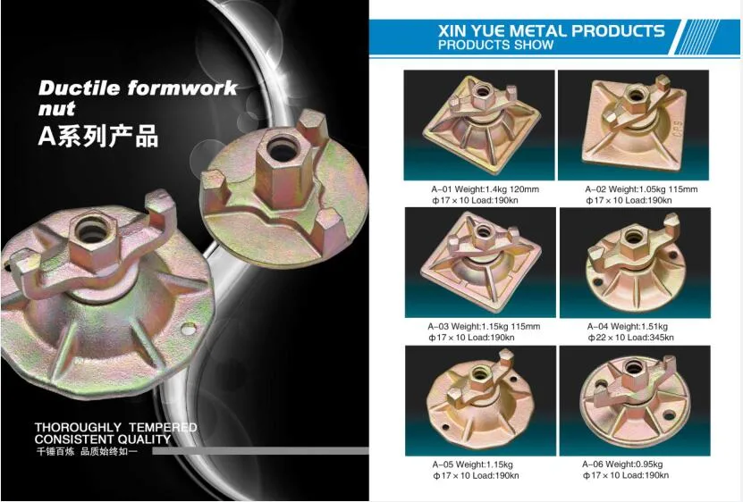 Concrete Formwork Nut Forged Galvanized Casted Casting Ductile Iron Wing Nut Swivel Nut Anchor Nut Tie Rod Nut Square Round Nut/Scaffold Formwork Accessories